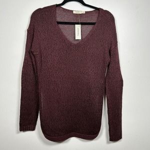 NWT Francesca’s Harper Heritage Open Knit Sweater Size Small Maroon Women